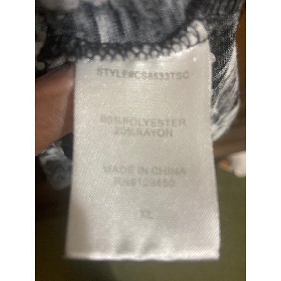 Como Vintage Womens XL Floral Smocked Neck Blouse Grey Space Dye Top - Picture 3 of 4